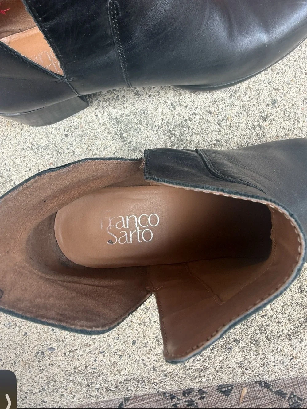 Franco Sarto Black Leather Ankle Booties Low Heel Chelsea Boots